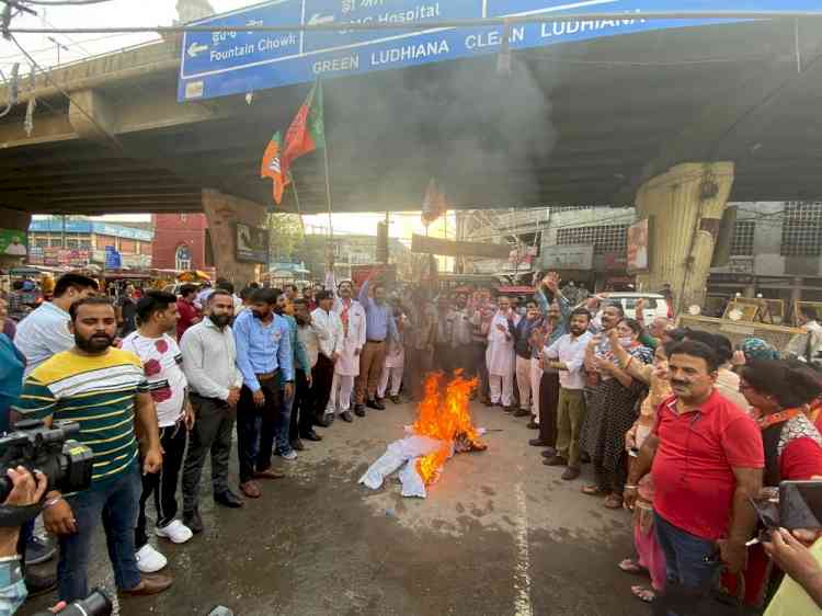 भाजपा लुधियाना ने फुका पकिस्तान का पुतला