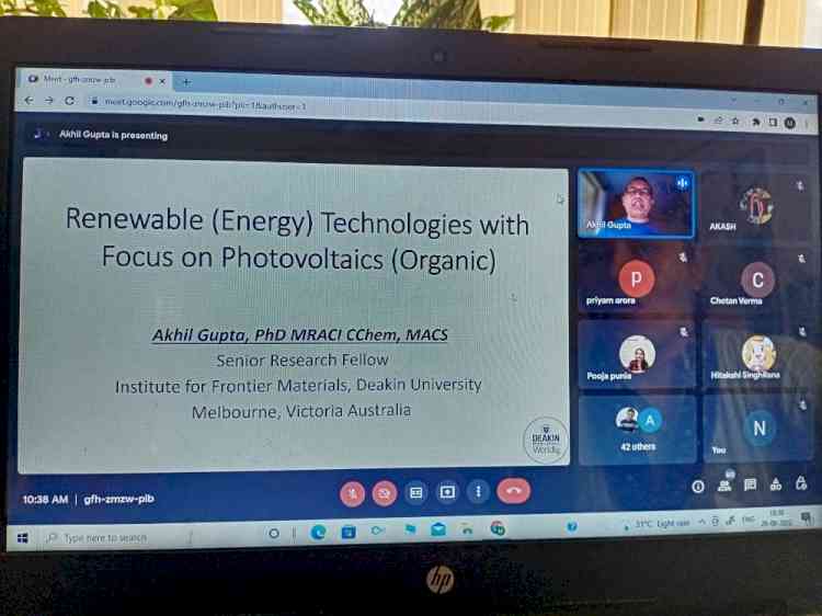 Webinar on “Renewable (Energy) Technologies with Focus on Photovoltaics (Organic)”