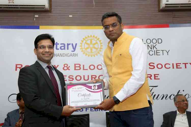 Rotary and Blood Bank Society Resource Centre honours tricity Blood Donors