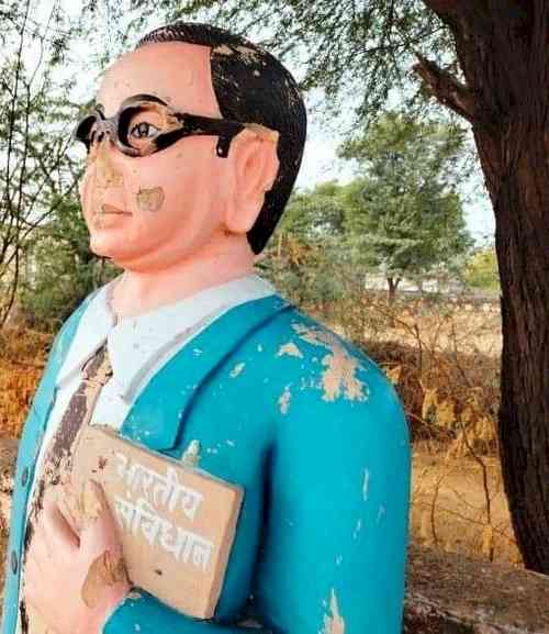 Ambedkar statue in Lucknow vandalised, protest erupts