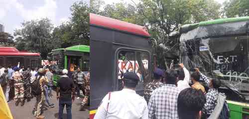 Six injured as two DTC buses collide head on in Delhi