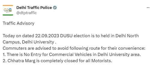 DUSU polls: Traffic advisory for north Delhi