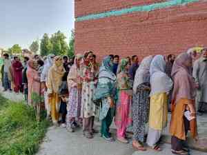 Voters queue up at polling booths in J&K's Anantnag-Rajouri LS seat