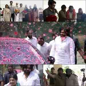 Pawan Kalyan gets grand welcome at brother Chiranjeevi's house