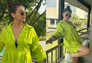 Akshara Singh shells cool girl vibes in green shirt dress, sneakers & sunglasses