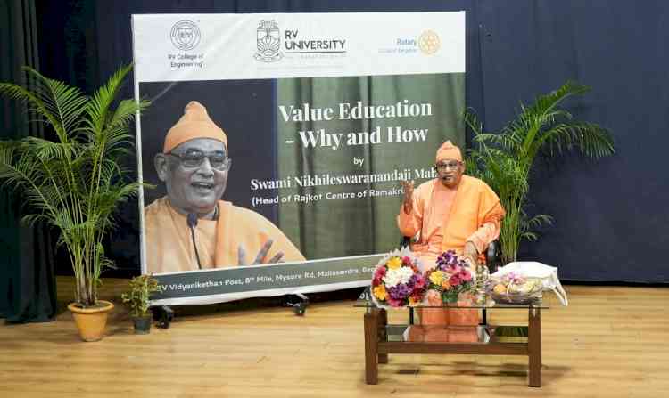 “Character building, emotional intelligence, and spiritual growth essential for holistic education and nation building”: Swami Nikhileswaranandaji Maharaj at RV University