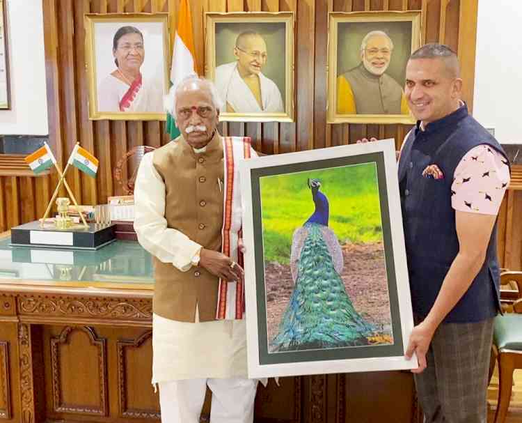 Haryana Governor launched Pictorial Art Work “Pride of Peacock is Glory of India” at Raj Bhavan Haryana compiled by Nature Artist Harpreet Sandhu