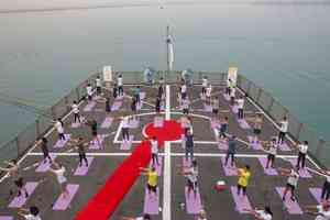 Indian Navy conducts Yoga sessions on warships, foreign ports