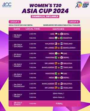 India to meet Pakistan on July 19, opening day of Women's T20 Asia Cup 2024