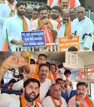 BJP protests at DC offices in K'taka, seek action in tribal welfare scam case