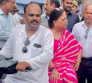 Vasundhara Raje tours her Assembly constituency on scooty