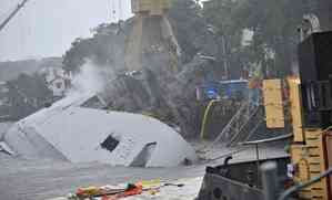 Indian Navy frigate INS Brahmaputra fully tilts onto one side after onboard fire at Mumbai docks