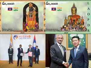 EAM launches special stamp in Laos representing treasures of Ramayana & Buddhism 