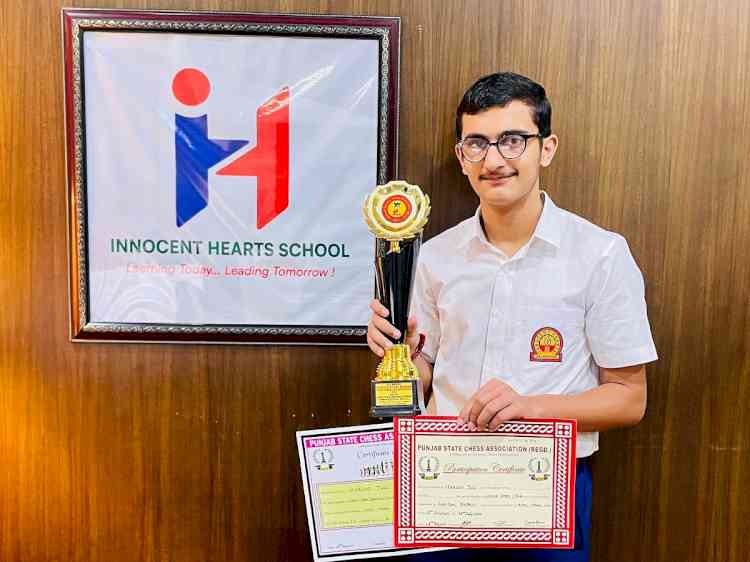 Innocent Hearts student Utkrisht Tuli became Punjab Senior State Champion by winning gold medal in Chess Championship:  selected for National