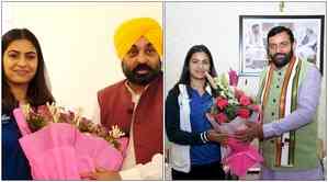 Olympic medal winners Manu Bhakar, Sarabjot Singh call on Haryana & Punjab CMs