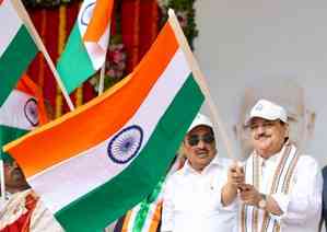 J.P. Nadda launches Tiranga Yatra in Rajkot