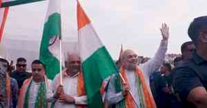 Home Minister Amit Shah participates in 'Har Ghar Tiranga' rally in Ahmedabad