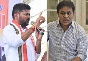 KTR hits back at Revanth Reddy as politics over statue takes ugly turn