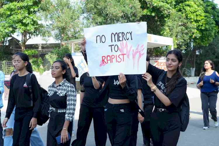 CT University observes 'Black Day,' Unites against rising rape cases in India