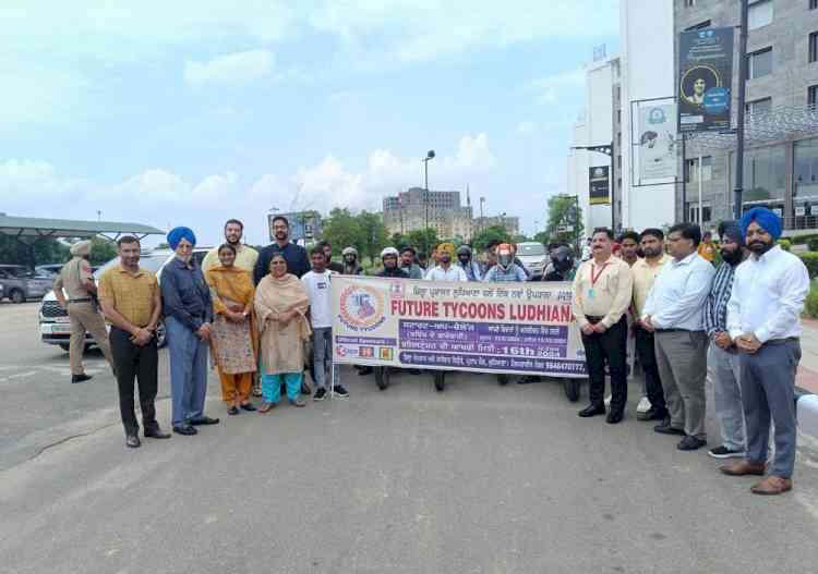 Future Tycoons' start-up challenge program- MLA Jagraon flags off bike rally to promote Future Tycoons in Jagraon