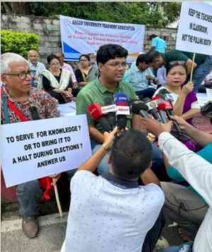 Assam University teachers protest against election duties