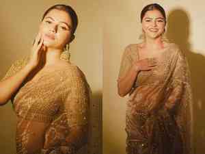 Rubina Dilaik turns heads in elegant golden organza saree, leaves fans in awe