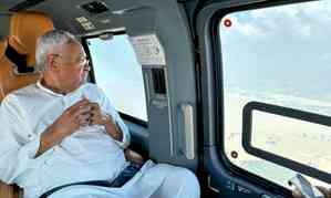 Flood crisis in Patna areas, CM Nitish Kumar conducts aerial survey