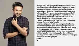 Vir Das wants Indian wear for International Emmys, calls for budding designers