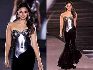 Alia dazzles in silver breastplate by Gaurav Gupta for Paris Fashion Week debut