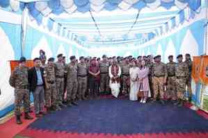 Governor Lakshman Prasad Acharya celebrates Diwali with CRPF jawans in Manipur