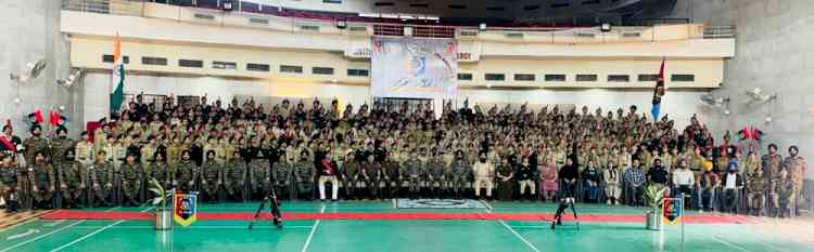 NCC Group Commander inspects camp and shares mantras for a successful life with cadets