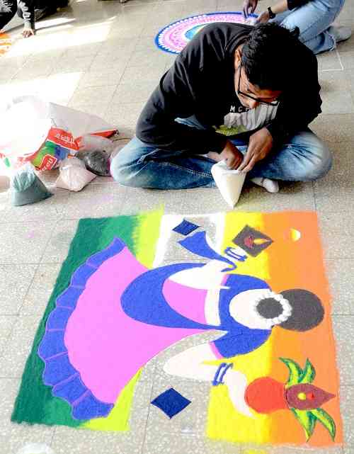 Rangoli and Clay Modeling rule the day on 3rd day of Vet Varsity Youth festival