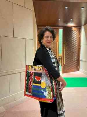 Priyanka’s bag with ‘Palestine’ inscribed on it turns heads in Parliament