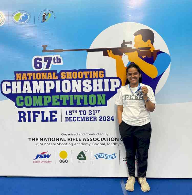 GD Goenka University's Shreya Agrawal Triumphs at 67th National Shooting Championship