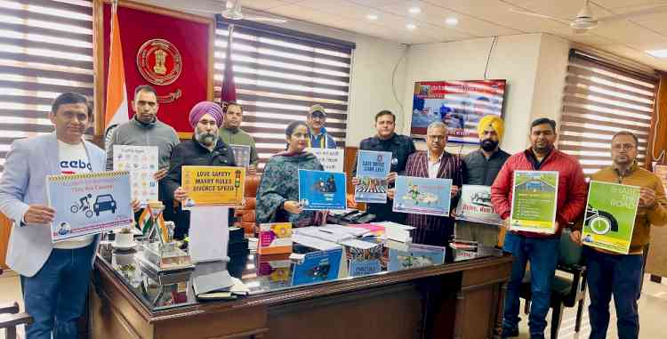 Deputy Commissioner launches road safety awareness posters created by Mayank Foundation