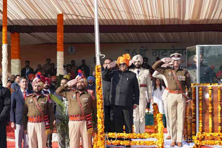 76th Republic Day - Governor Gulab Chand Kataria unfurls National Flag in Ludhiana  