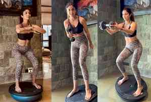 Shilpa Shetty shows how to achieve balance with Bosu ball workout