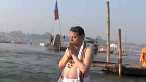 Maha Kumbh: Uttarakhand CM Dhami takes holy dip in Triveni Sangam 