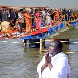 President Murmu takes holy dip at Triveni Sangam during Maha Kumbh visit