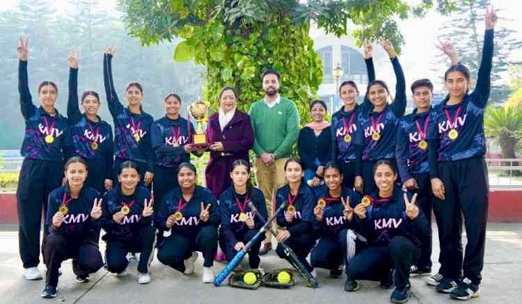 KMV’s softball team bags champion position consecutively third time in the Inter-college Softball championship