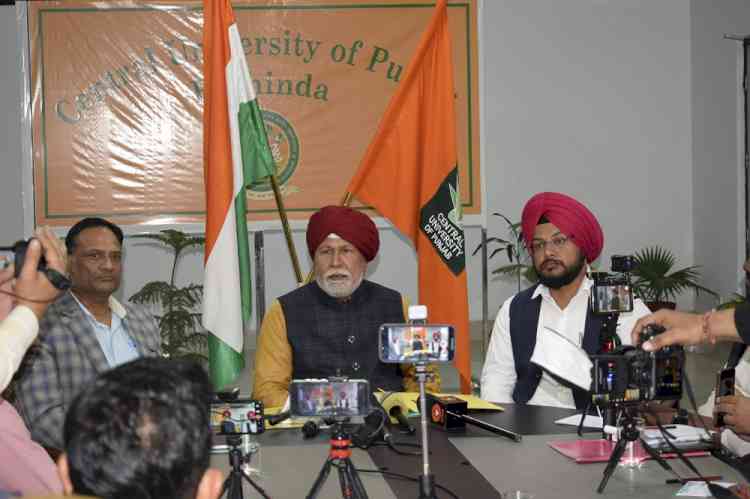 CU Punjab Vice Chancellor Prof. R.P. Tiwari addresses press conference regarding the organization of the 10th Convocation of University