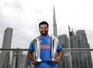 Rohit Sharma poses with his two ICC silverware in Dubai after Champions Trophy triumph 