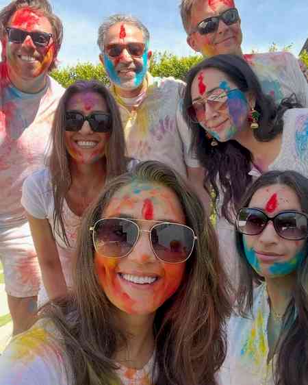 Preity Zinta enjoys a colorful Holi with her little munchkins