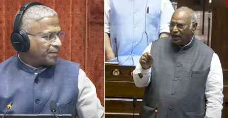 Not our ministers, those in power want to change Constitution, alleges Kharge in Rajya Sabha